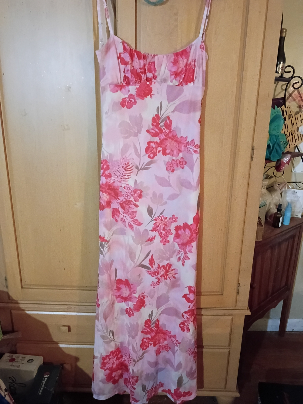 SHEIN Pink Floral Slip Maxi Dress Nwot